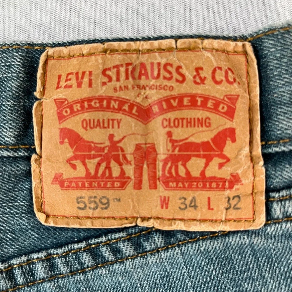 Levis 559 Relaxed Straight Jeans Mens 34x32 (Fit 34x30) Denim Medium Wash Pants